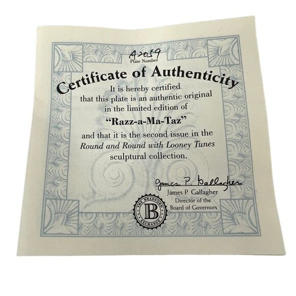 Vintage Looney Tunes Bradford Exchange Razz-a-Ma-Taz 3-D Collector's Plate - Picture 14 of 16